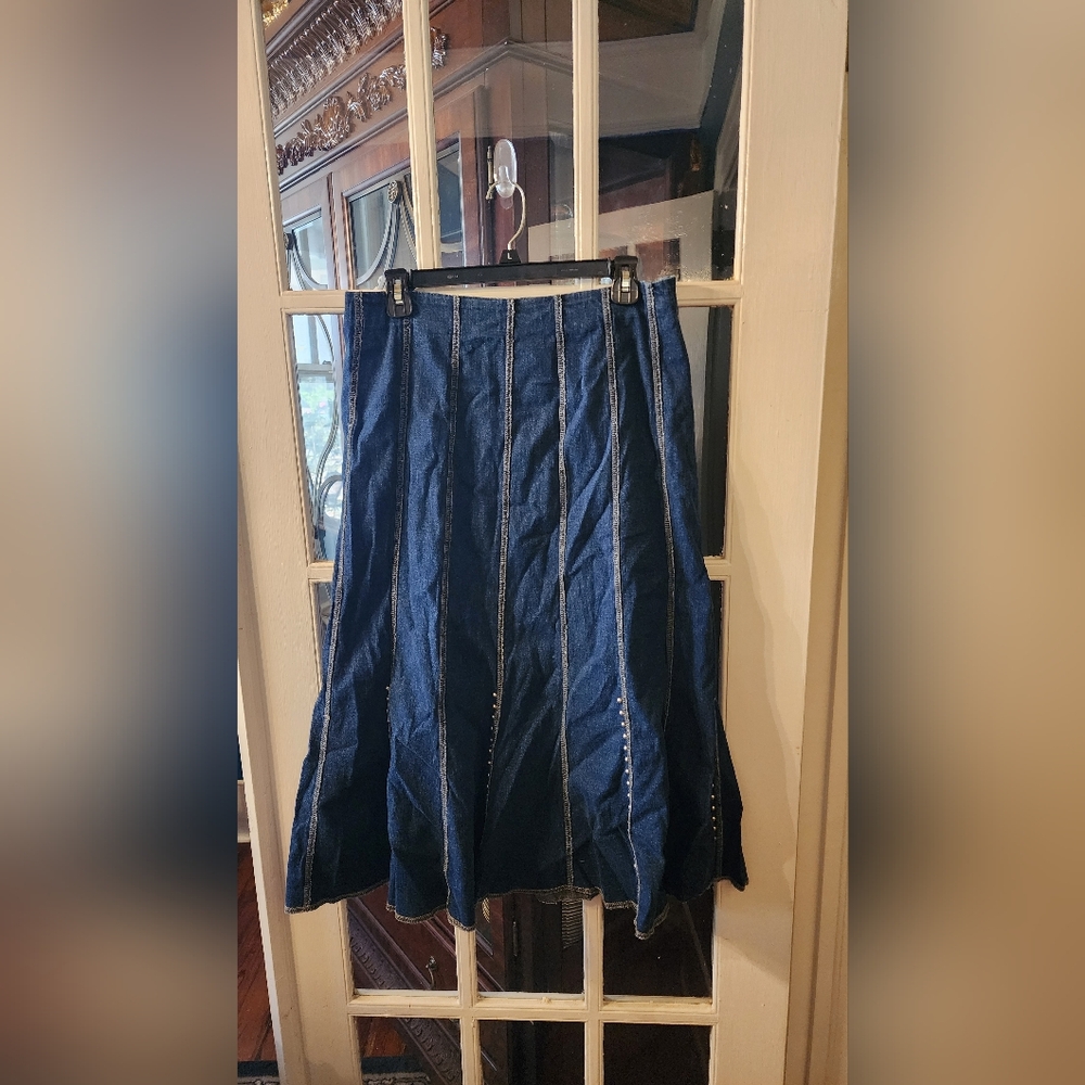 Reba Dark Blue Denim Paneled Skirt